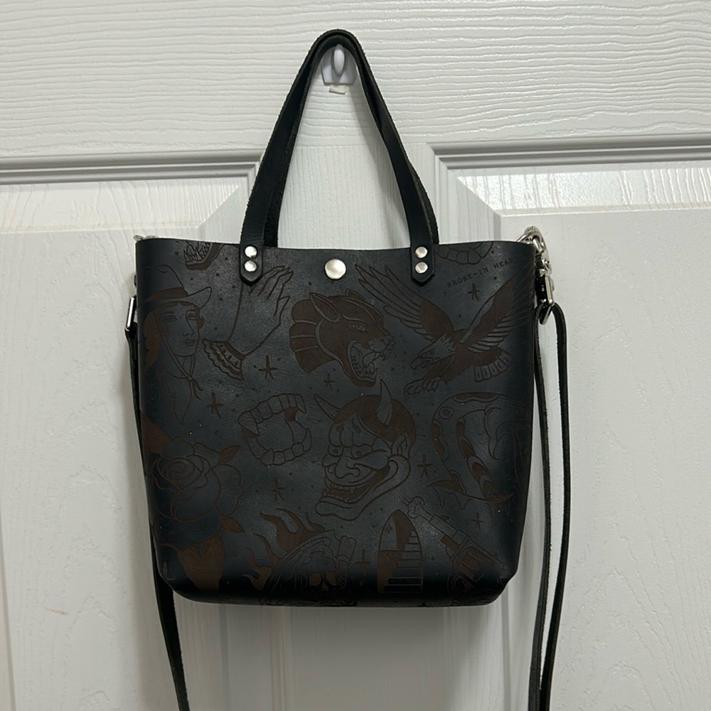 🖤Black Leather Tattoo Flash Mini Tote